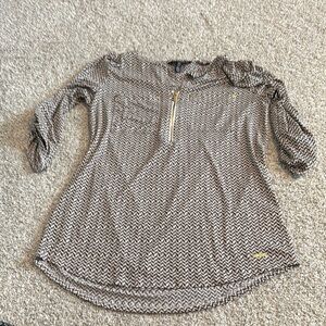 Ellen Tracy Brown and Gold Blouse